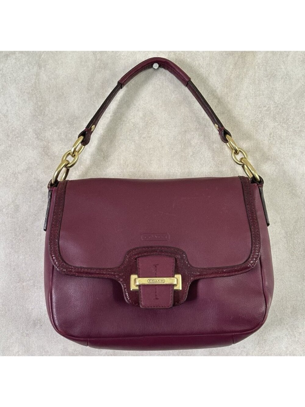 COACH F25206 Taylor Bag Top Handle Tote Purse Handbag Purple Burgundy Boho